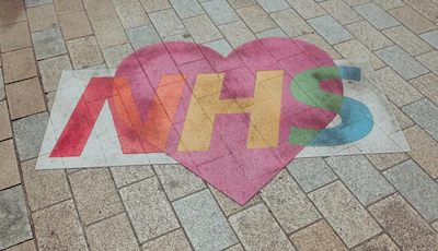 NHS mural drawn on the ground